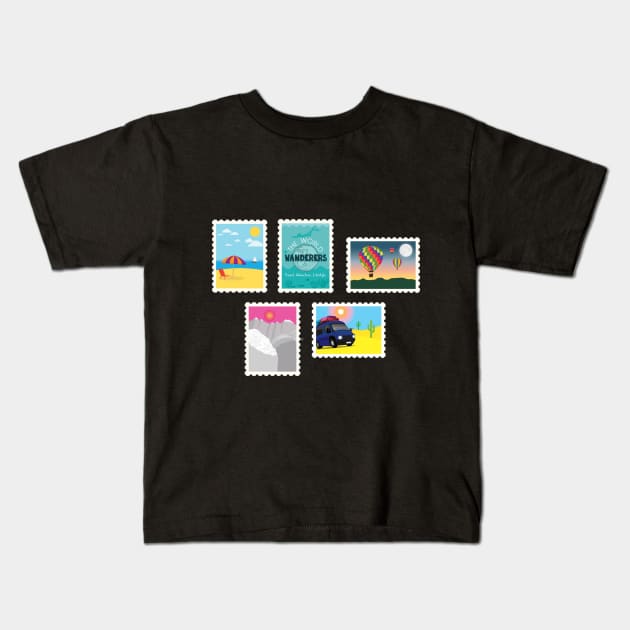 Adventure Stamps Kids T-Shirt by TheWorldWanderers1